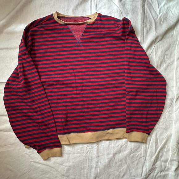 We The Free Tops - We The Free Navy and Red Striped Top with Tan Hem